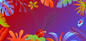 Фон с тропическими листьями и цветами - изображение векторного клипарта