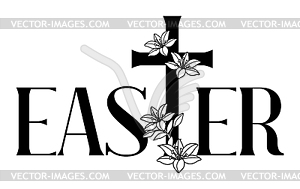 Happy Easter concept . Cross and lilies - vector clipart