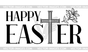 Happy Easter concept . Cross and lilies - vector clip art
