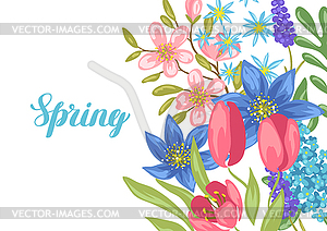 Background with spring flowers - vector image