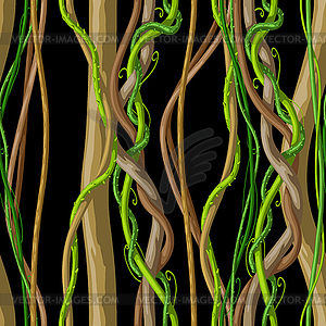 Twisted wild liana branch seamless pattern. Jungle - vector image