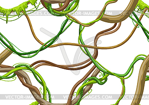 Twisted wild liana branch seamless pattern. Jungle - vector image