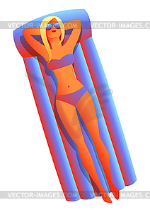 Girl in bikini sunbath and relax - vector image