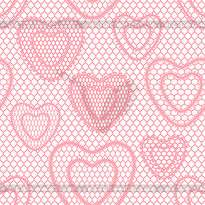 Seamless lace pattern with hearts. Vintage textile - royalty-free vector clipart