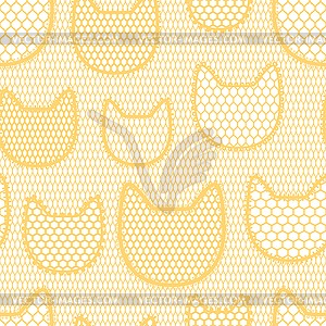 Seamless lace pattern with cats. Vintage textile - vector clipart