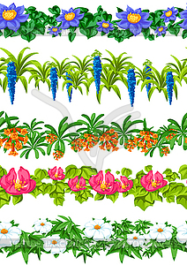 Бесшовный фон с тропическими цветами. экзотичный - векторизованное изображение