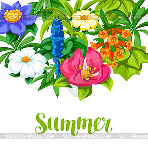 Background with tropical flowers. Exotic tropical - vector clipart