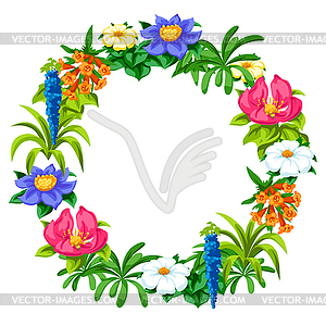 Decorative frame with tropical flowers. Exotic - royalty-free vector clipart