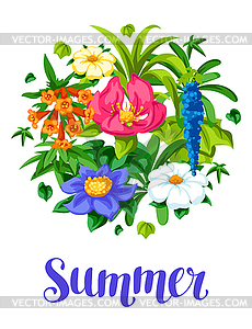 Background with tropical flowers. Exotic tropical - vector image