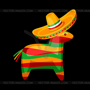 Colorful pinata in mexican sombrero - vector image