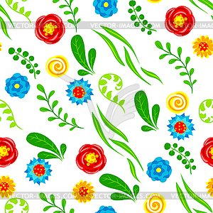 Seamless pattern with summer flowers - vector clipart