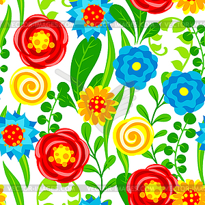 Seamless pattern with summer flowers - vector image