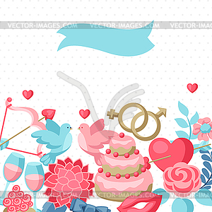 Wedding invitation or greeting card - color vector clipart