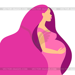 Happy pregnancy. Pretty pregnant woman - vector image