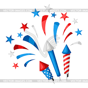 Background with bright colorful fireworks and salute - vector clipart