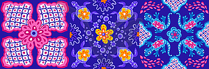 Mexican talavera ceramic tile pattern. Cute naive - vector clip art