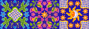 Mexican talavera ceramic tile pattern. Cute naive - vector clipart