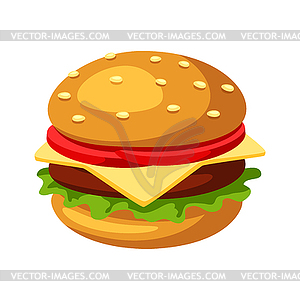 Stylized hamburger or cheeseburger - vector clipart