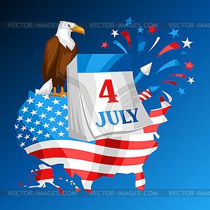 Открытка ко Дню Независимости 4 июля - векторный рисунок