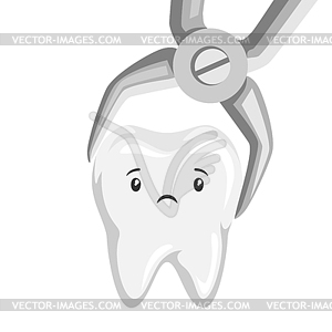 Tooth is removed by forceps - white & black vector clipart