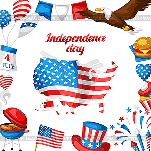 Открытка ко Дню Независимости 4 июля - векторный клипарт / векторное изображение