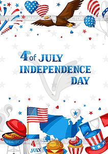 Fourth of July Independence Day greeting card - vector image