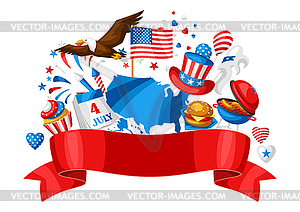 Fourth of July Independence Day greeting card - vector clipart