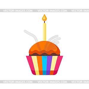 Happy Birthday puncake with candle - vector clip art