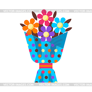 Happy Birthday flower bouquet gift - vector image
