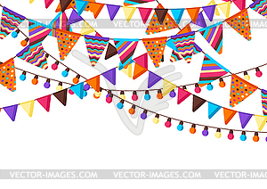 Greeting card with garland of flags - vector clip art