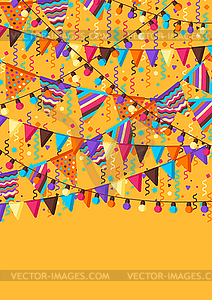 Greeting card with garland of flags - color vector clipart