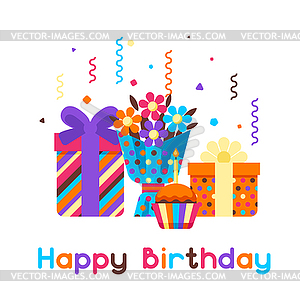 Happy Birthday greeting card - royalty-free vector clipart