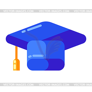 Icon of graduate cap in flat style - vector clip art