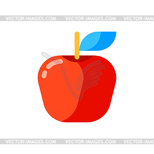 Icon of red apple in flat style - vector image