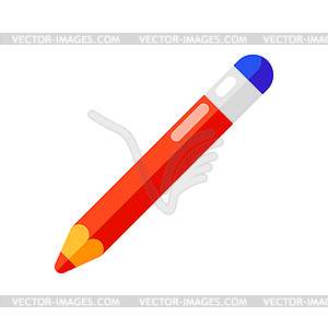 Icon of pencil with eraser in flat style - vector clip art