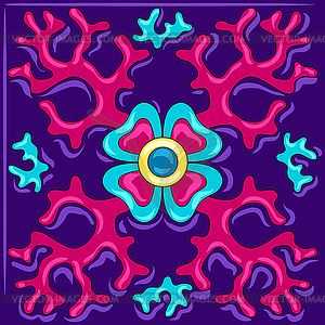 Mexican talavera ceramic tile pattern with corals - vector image