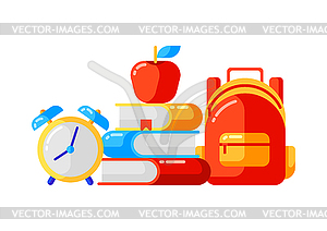 School background with education icons and symbols - vector image