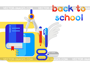 Back to school background with education icons - vector clipart