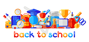 Back to school background with education icons - vector clip art