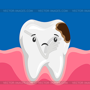 Sick tooth with caries - vector image