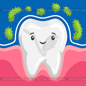 Tooth is protected of bacteria - vector image