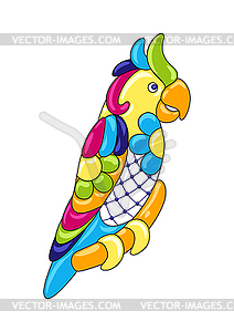 Decorative ornamental parrot. Mexican ceramic cute - vector image