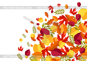 Card with stylized autumn foliage - vector clip art