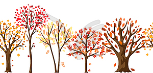 Autumn seamless pattern with stylized trees - vector image