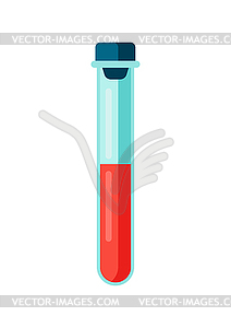 Test tube with blood icon in flat style - vector EPS clipart
