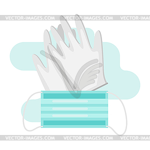 Gloves and mask in flat style - vector image