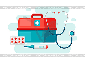 First aid kit equipment background - vector clipart