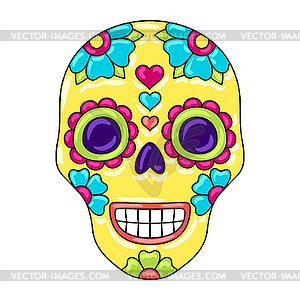 Day of Dead sugar skull with floral ornament - vector image