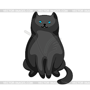 Стилизованный мультяшный черный кот - клипарт в формате EPS