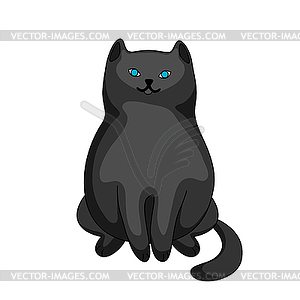 Stylized cartoon black cat - vector image